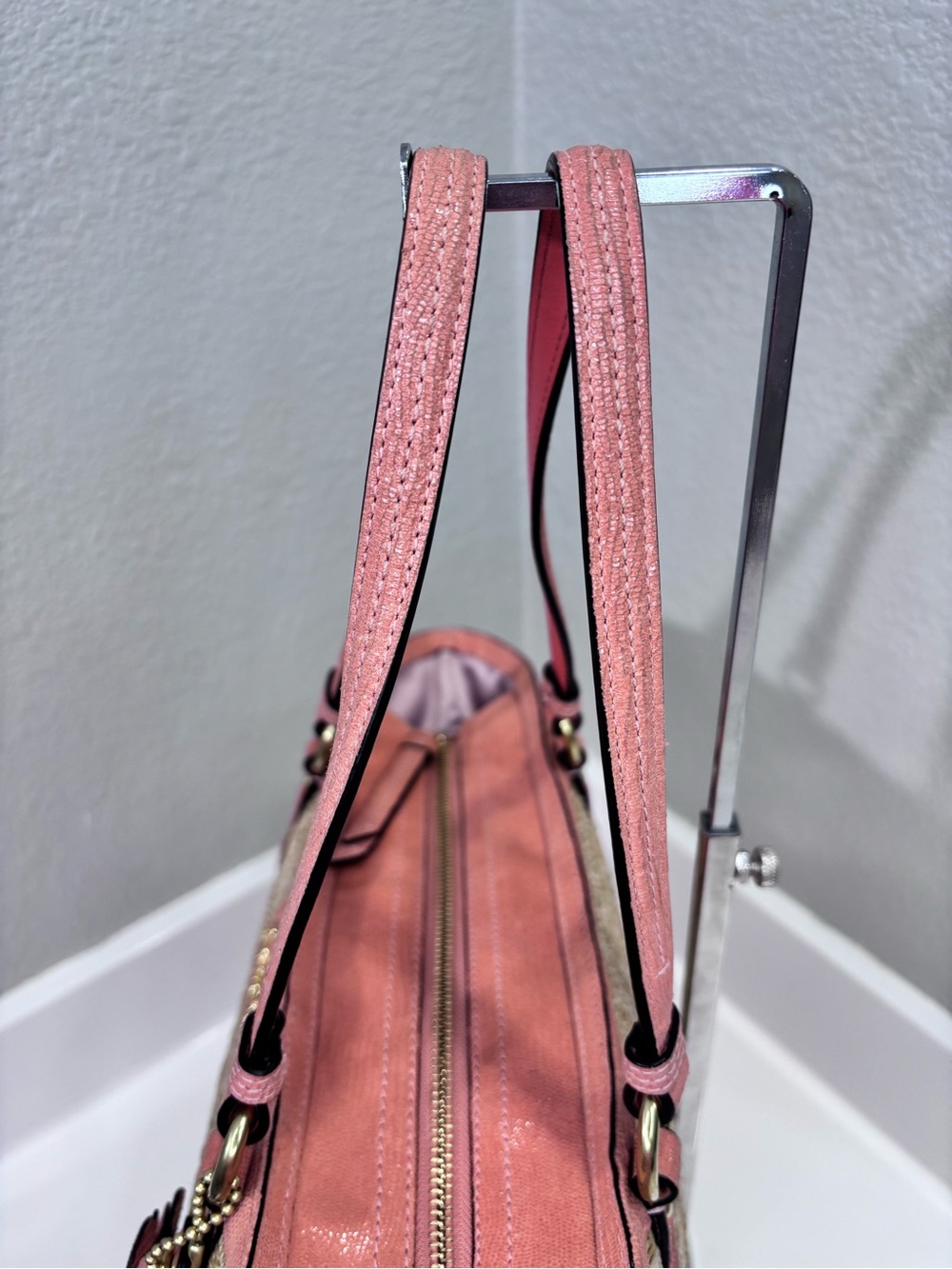 Coach Alexandra Python Straw Tote - Picture 5 of 13